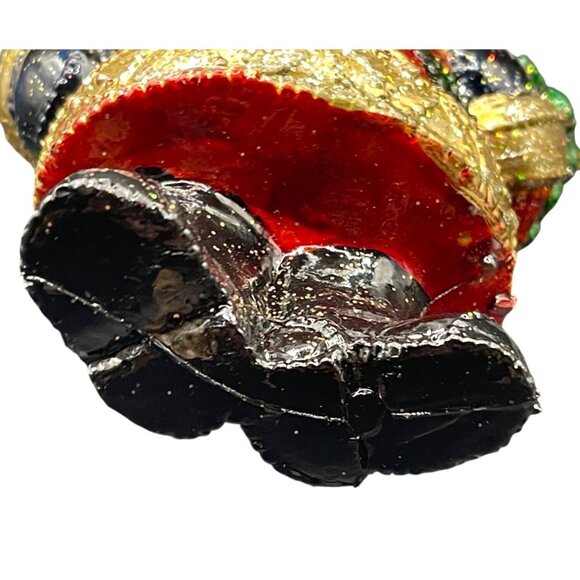 Folk Art Santa w/ Wreath Christmas Glossy Plastic Ornament 5” - Picture 5 of 6